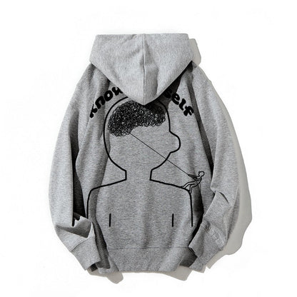 Vintage Mental Health Matters Graphic Print Printed Back Cotton Hoodie