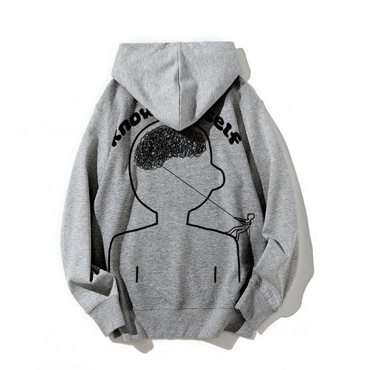 Vintage Mental Health Matters Graphic Print Printed Back Cotton Hoodie