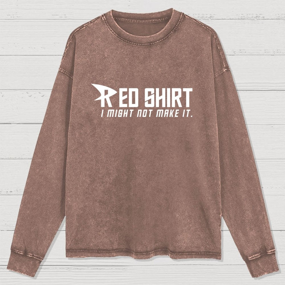 Red Shirt Washed Long Sleeve Tee