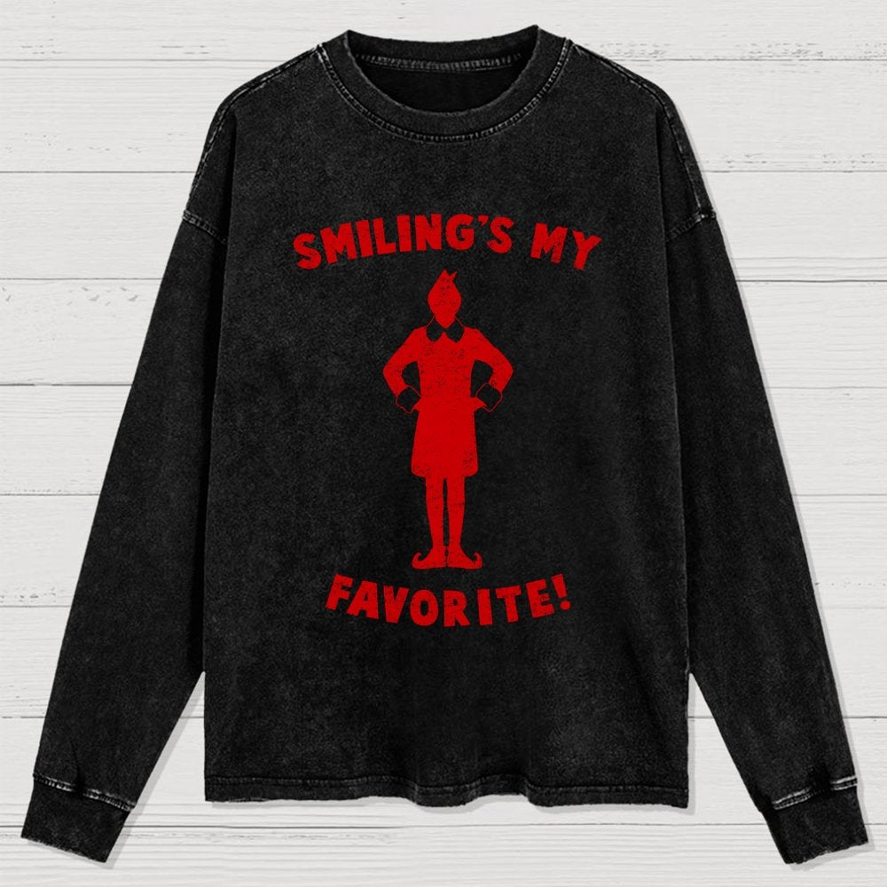 Smiling's My Favorite Washed Long Sleeve Tee