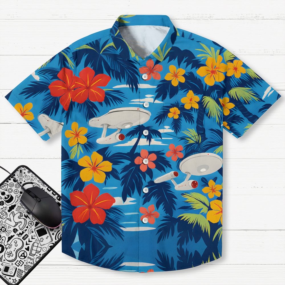 Space Ship Flower Geek Hawaiian Shirt