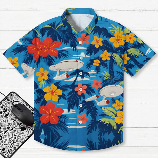 Space Ship Flower Geek Hawaiian Shirt