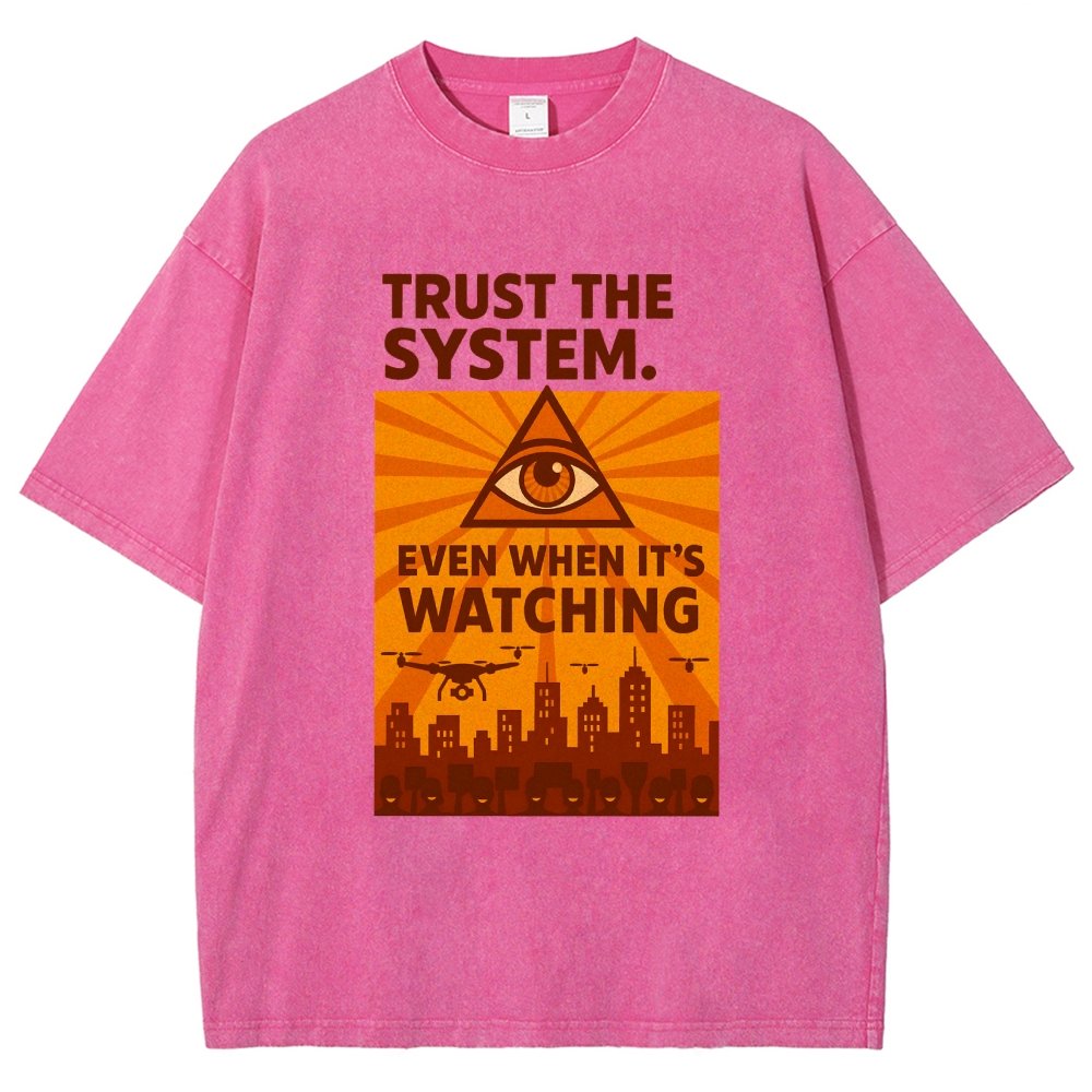 Trust The System - Dystopian Surveillance Vintage Distressed T-shirt