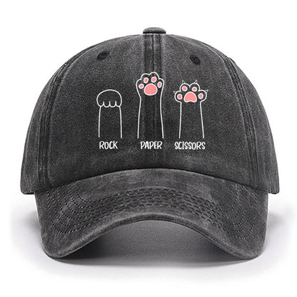 Rock Paper Scissors Hand Game Cute Paw Funny Cat Cotton Hat