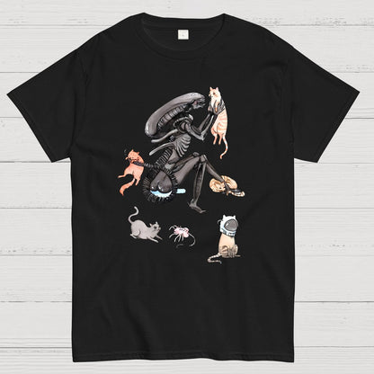Funny Alien And Cat Geek T-Shirt