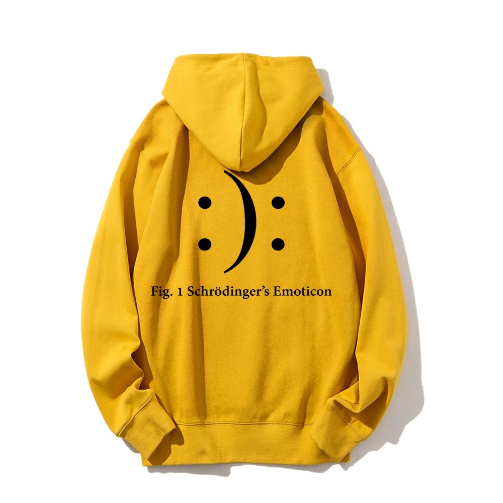 Schrodinger's Emoticon Printed Back Unisex Cotton Hoodie