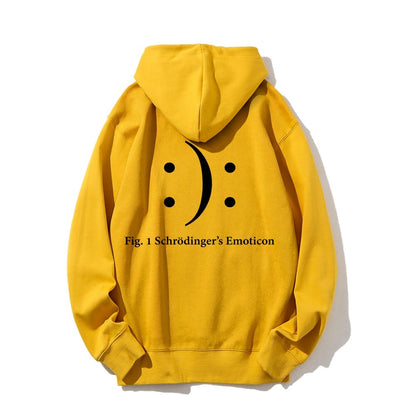 Schrodinger's Emoticon Printed Back Unisex Cotton Hoodie