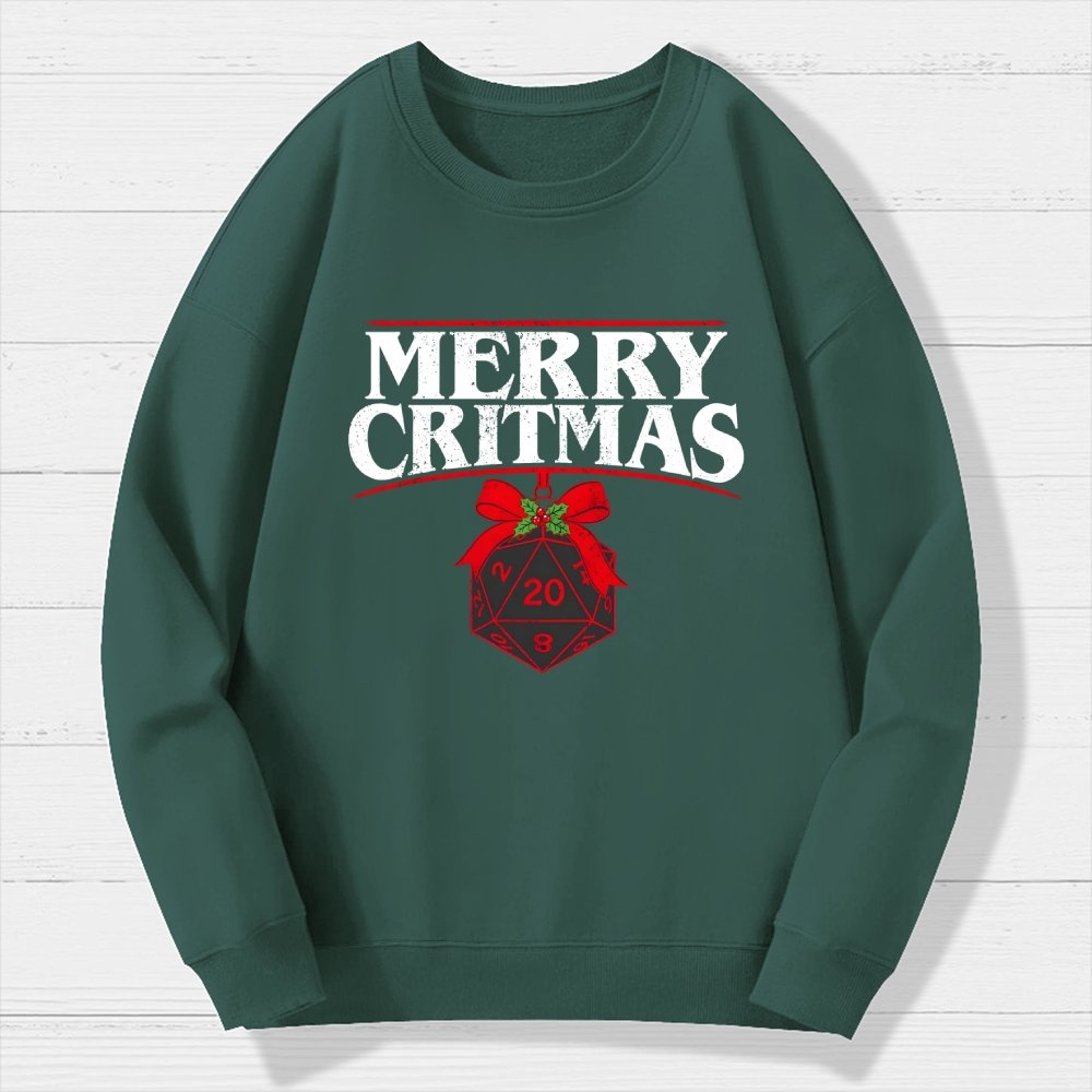 Merry Critmas D20 Holiday Geek Cotton Sweatshirt