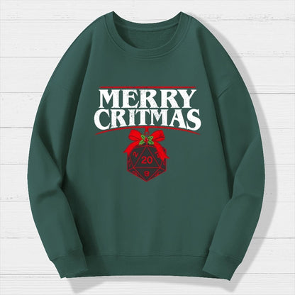 Merry Critmas D20 Holiday Geek Cotton Sweatshirt