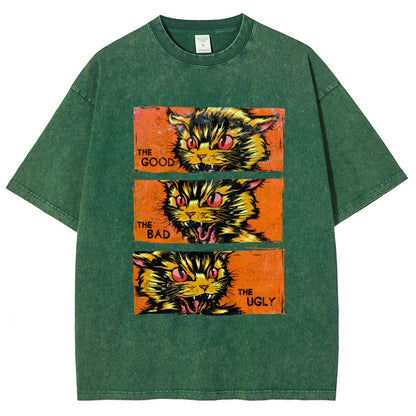 The Good The Bad The Ugly Cat  Vintage Distressed T-shirt