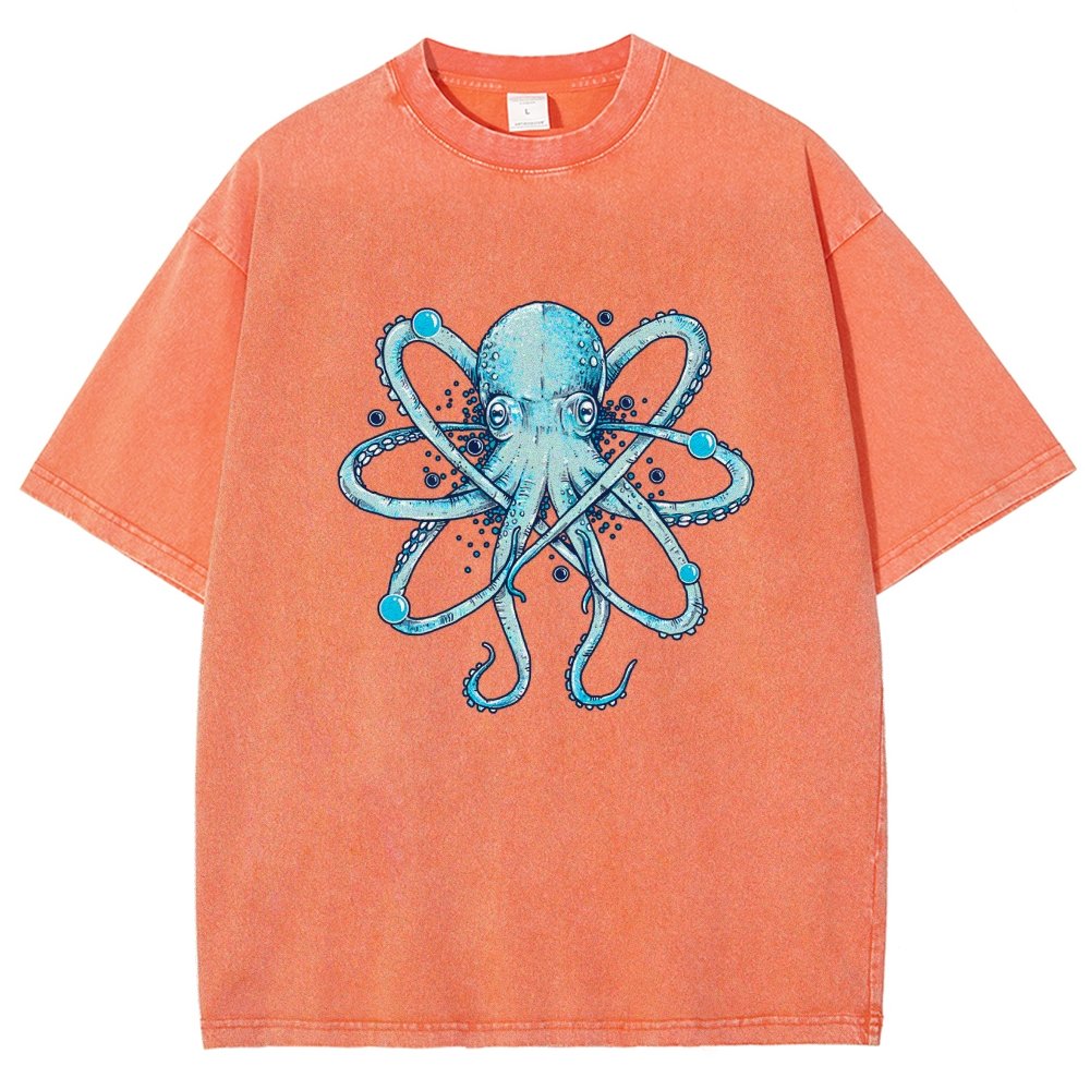 Atomic Octopus Vintage Distressed T-shirt