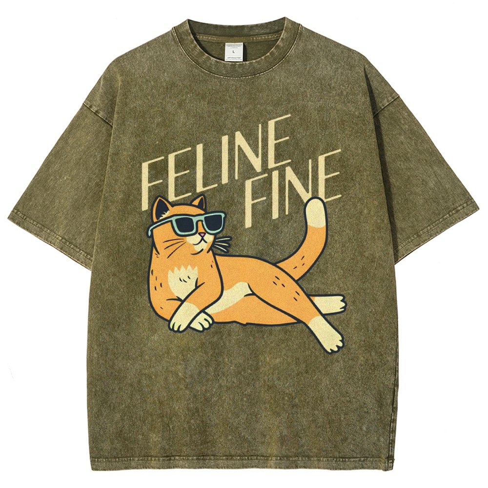 Feline Fine Vintage Distressed T-shirt