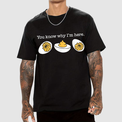 Retro Thanksgiving Dinner You Know Why I'm Here Deviled Egg Geek T-Shirt