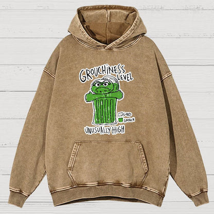 Grouchiness Level Vintage Distressed Hoodie