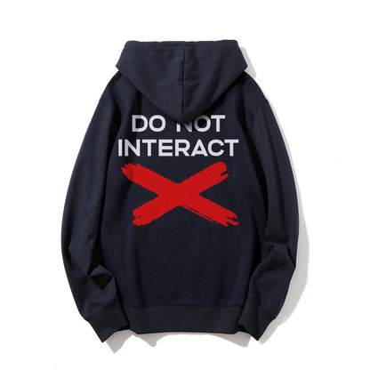 Do Not Interact Printed Back Unisex Cotton Hoodie