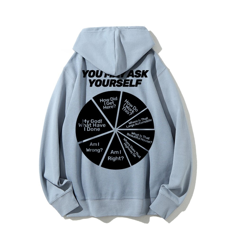 You May Ask Yourself Printed Back Cotton Hoodie