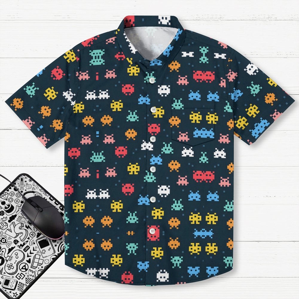 Retro Gaming Graffiti Art Print Geek Hawaiian Shirt