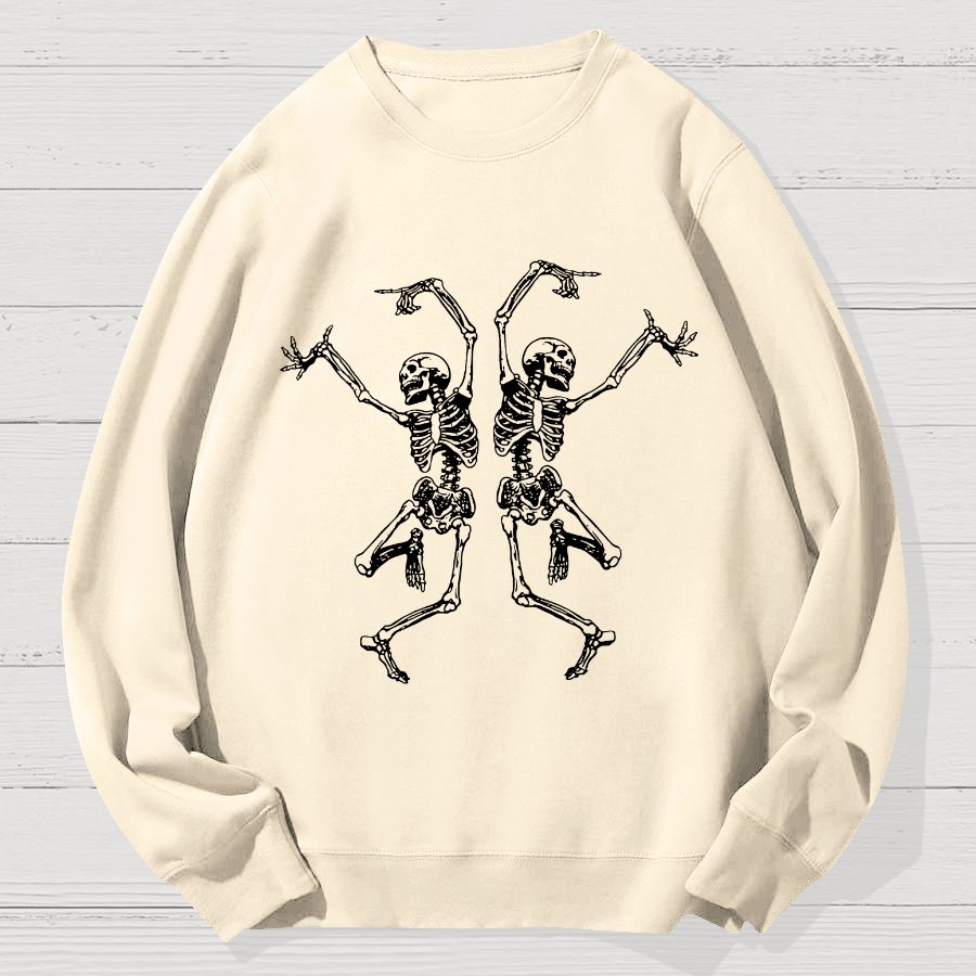 Dancing Skeleton Halloween Geek Cotton Sweatshirt