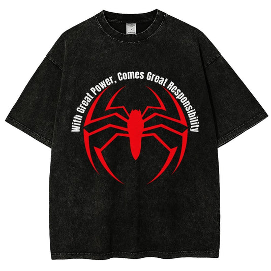 With Great Power Comes Great Responsibility Vintage Distressed T-shirt