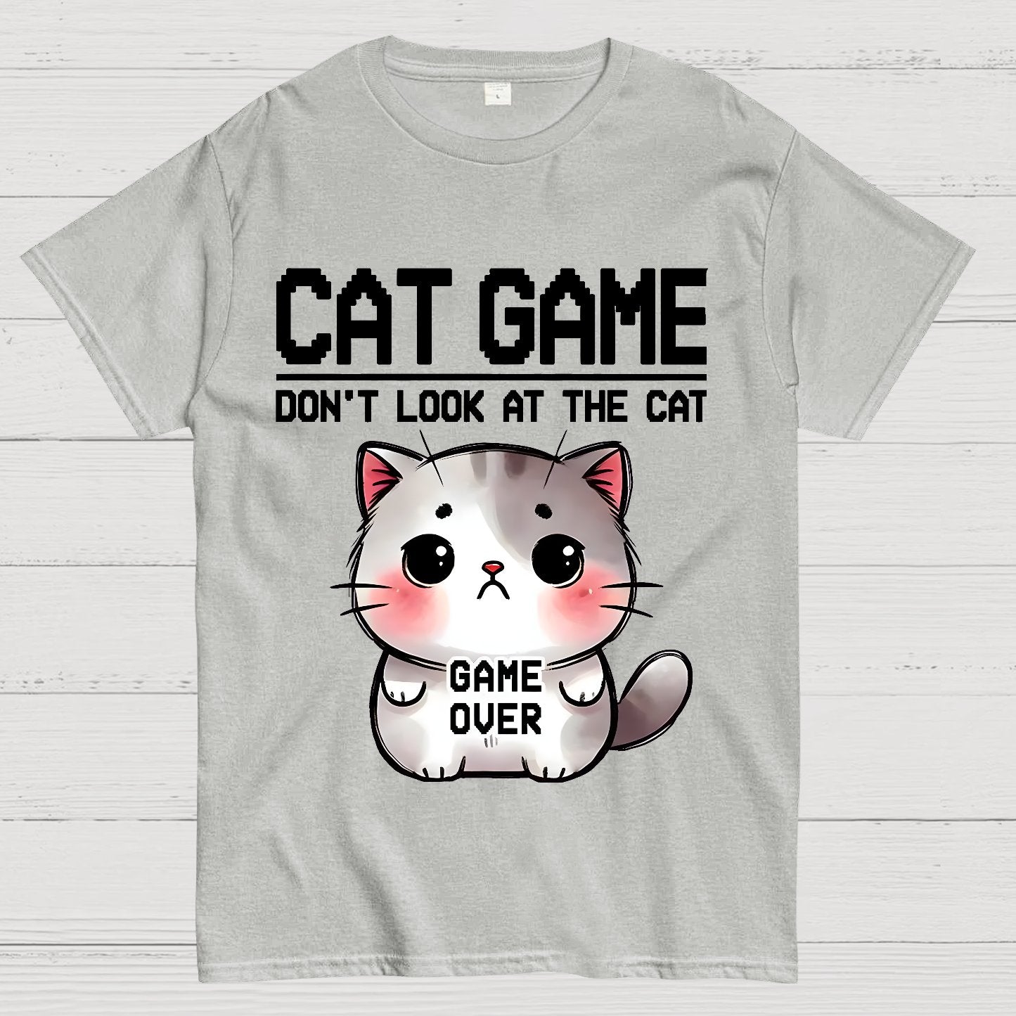 Funny Cat Game-Game Over Geek T-Shirt