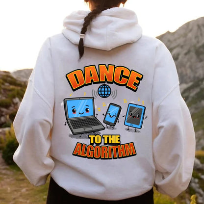 Dance To The Algorithm Funny Printed Back Unisex Cotton Hoodie