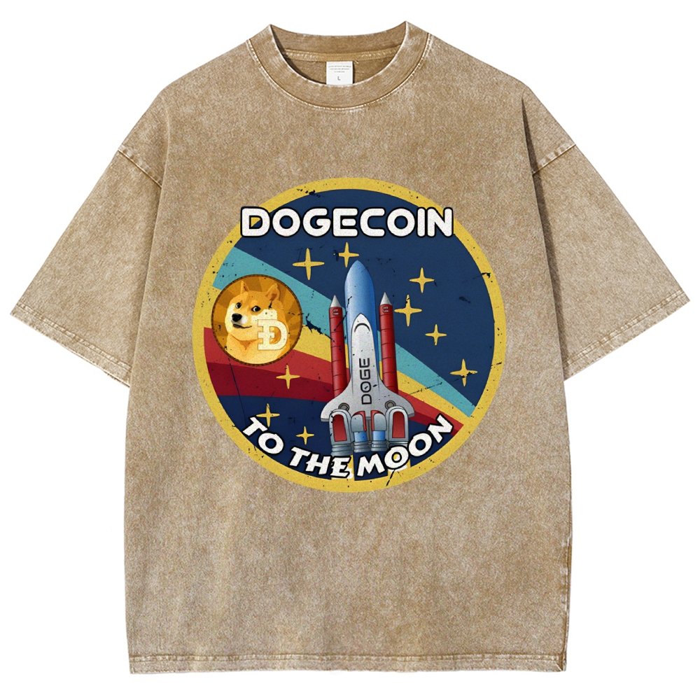 Dogecoin To The Moon DOGE Vintage Distressed T-shirt