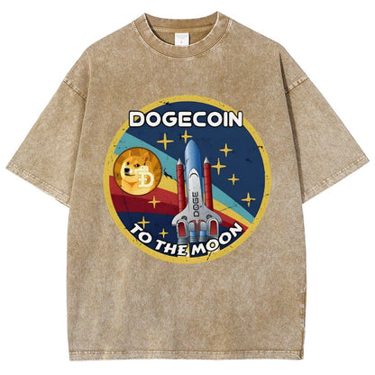 Dogecoin To The Moon DOGE Vintage Distressed T-shirt
