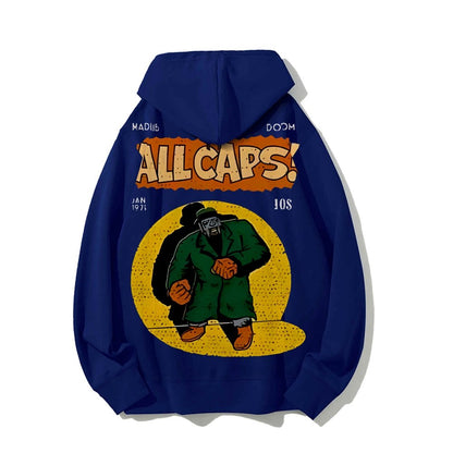 Vintage Hip-Hop Mf Graphic Printed Back Cotton Hoodie