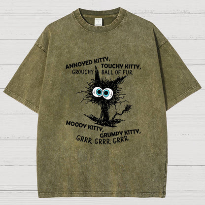 Annoyed Kitty Touchy Kitty Grouchy Ball Funny Vintage Distressed T-shirt