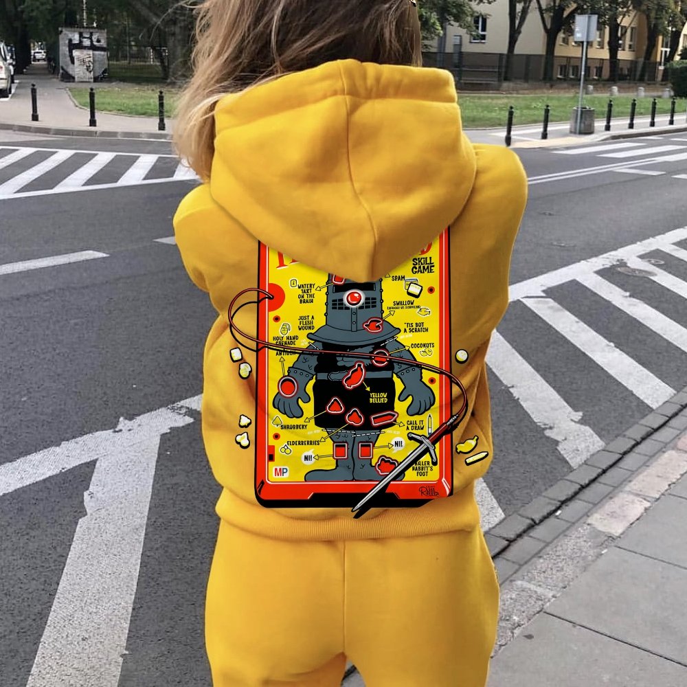 Flesh Wound Skill Game Nerdy Printed Back Cotton Hoodie