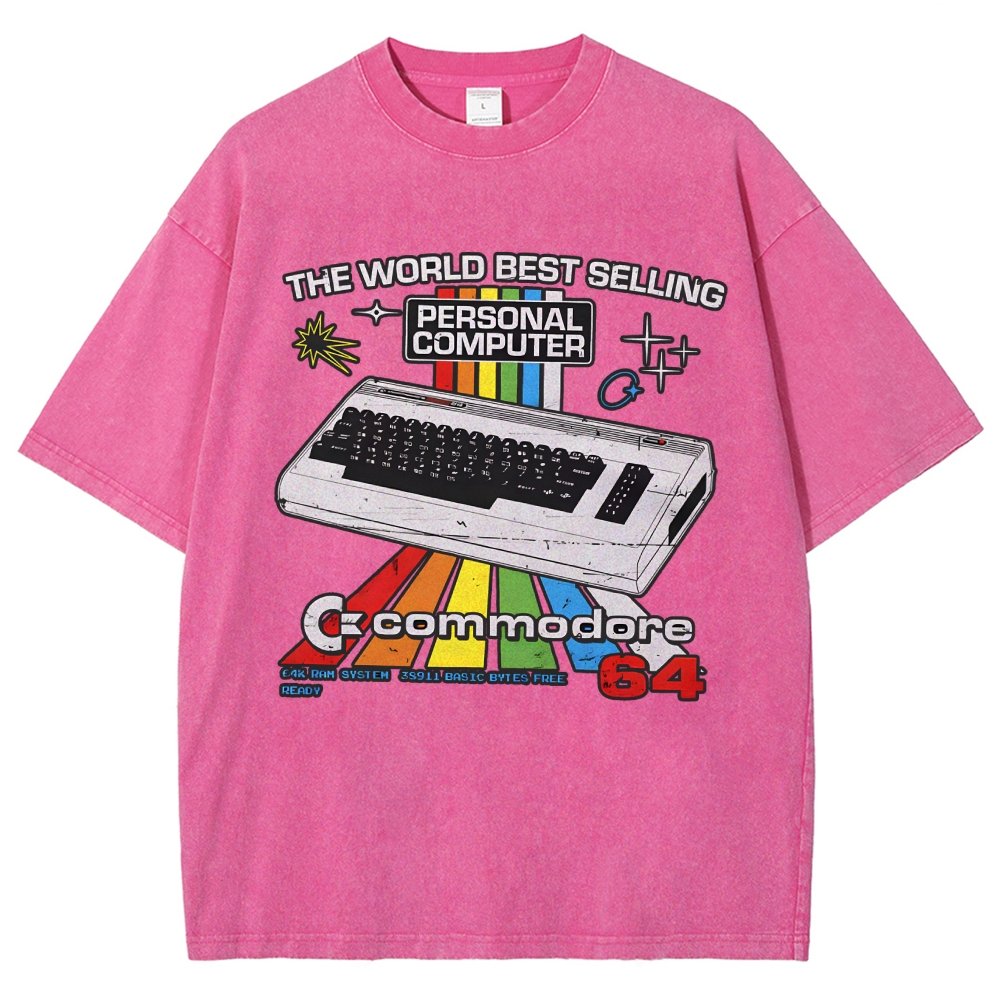Retro Games Commodore 64 Personal Computer Vintage Distressed T-shirt