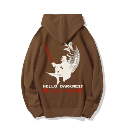 Hello Darkness My Old Friend Printed Back Unisex Cotton Hoodie