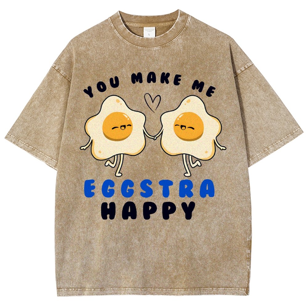 You Make Me Eggstra Happy Vintage Distressed T-shirt