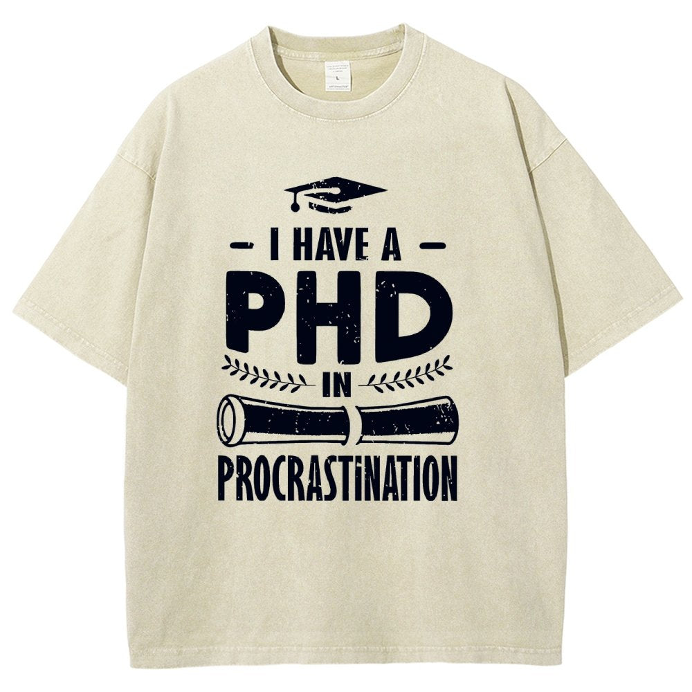 PHD In Procrastination Vintage Distressed T-shirt