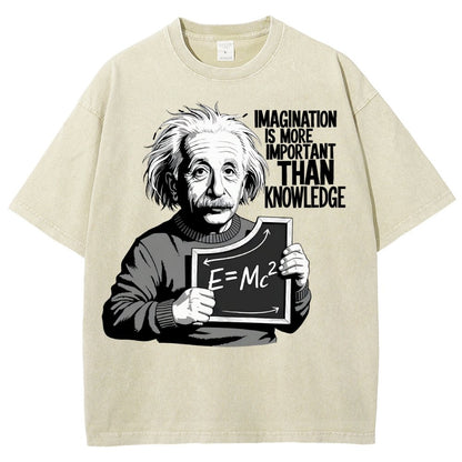 Imagination is more important than knowledge Vintage Distressed T-shirt