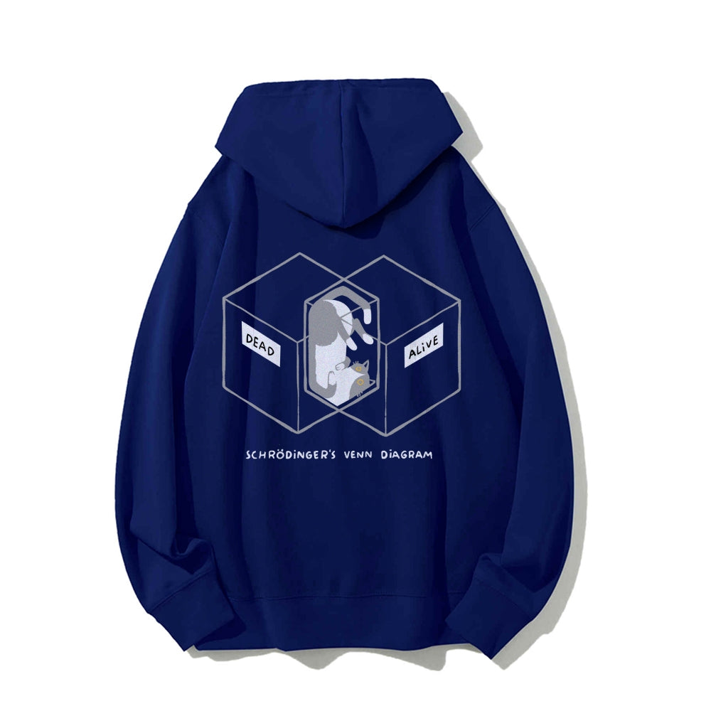 Schrodingers Venn Diagram Printed Back Unisex Cotton Hoodie