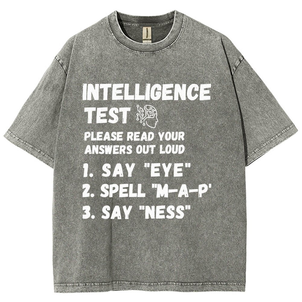 Intelligence Test Say Eye M A P Ness Vintage Distressed T-shirt