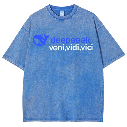 Deepseek R1 Graphic Vintage Distressed T-shirt
