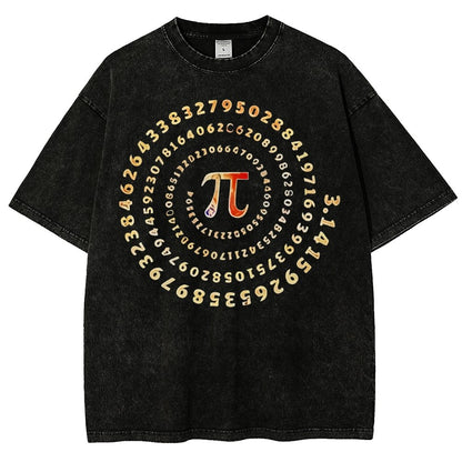 Pi Spiral Vintage Distressed T-shirt
