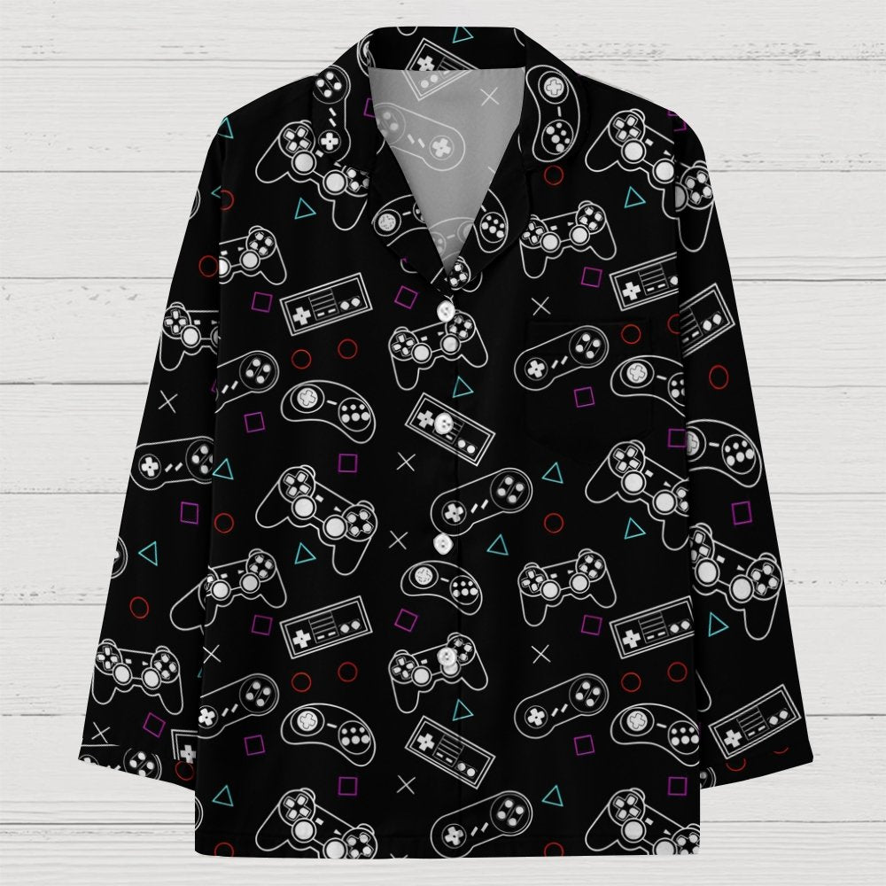 Retro Game Console Geek Long Sleeve Pajama Set