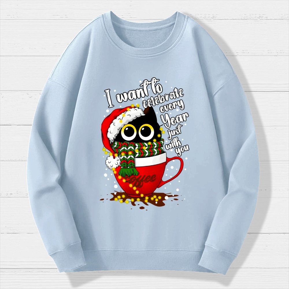 Christmas Cat Geek Cotton Sweatshirt