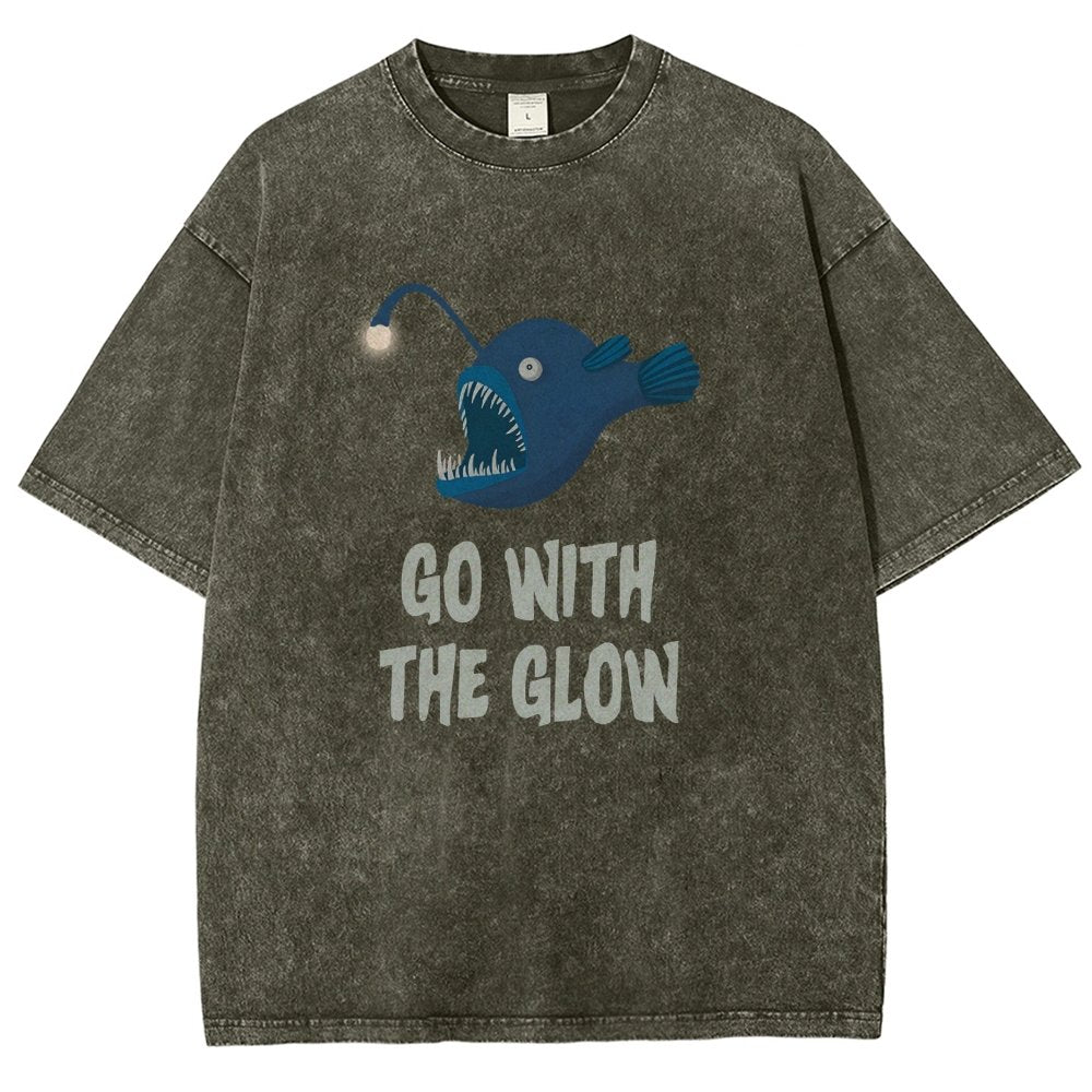 Go With The Glow Anglerfish Pun Vintage Distressed T-shirt
