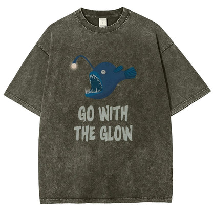 Go With The Glow Anglerfish Pun Vintage Distressed T-shirt
