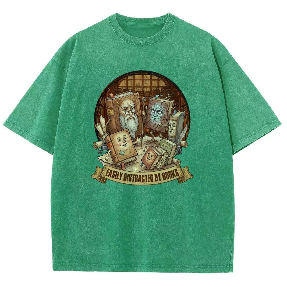 Easily Distracted By Books Vintage Distressed T-shirt