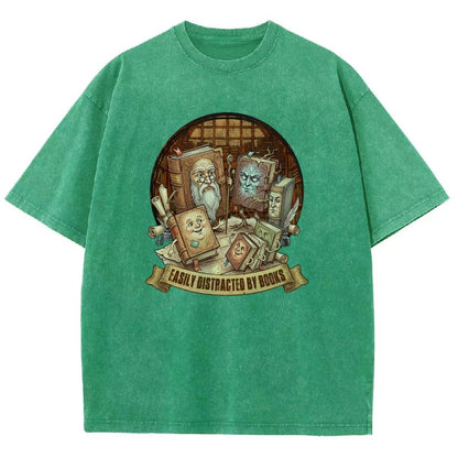 Easily Distracted By Books Vintage Distressed T-shirt