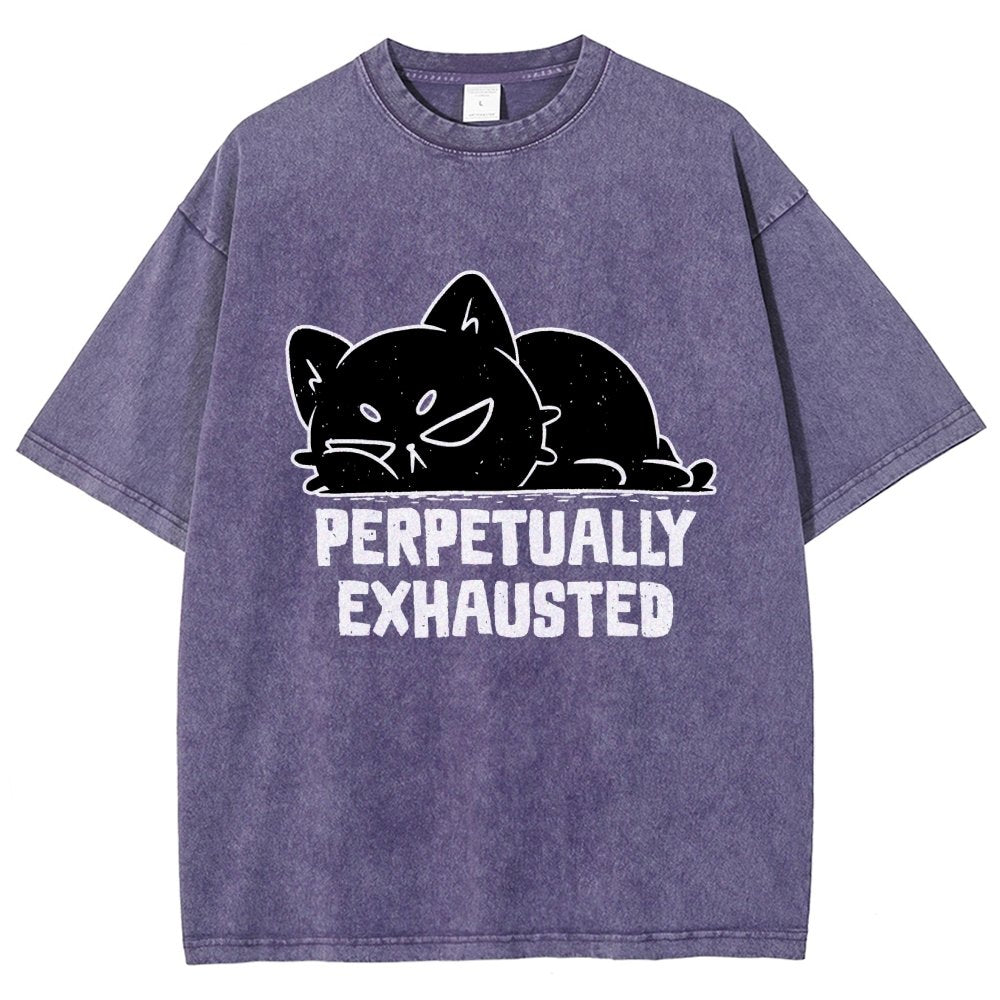 Perpetually Exhausted Cat Vintage Distressed T-shirt