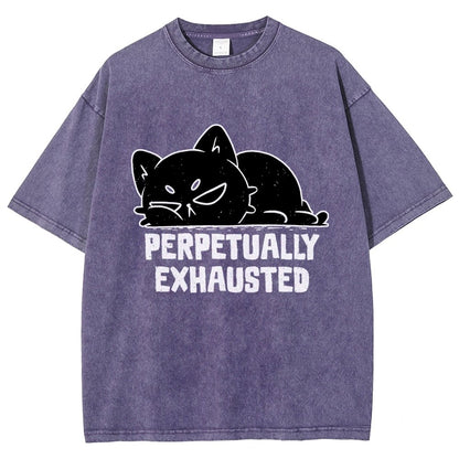 Perpetually Exhausted Cat Vintage Distressed T-shirt