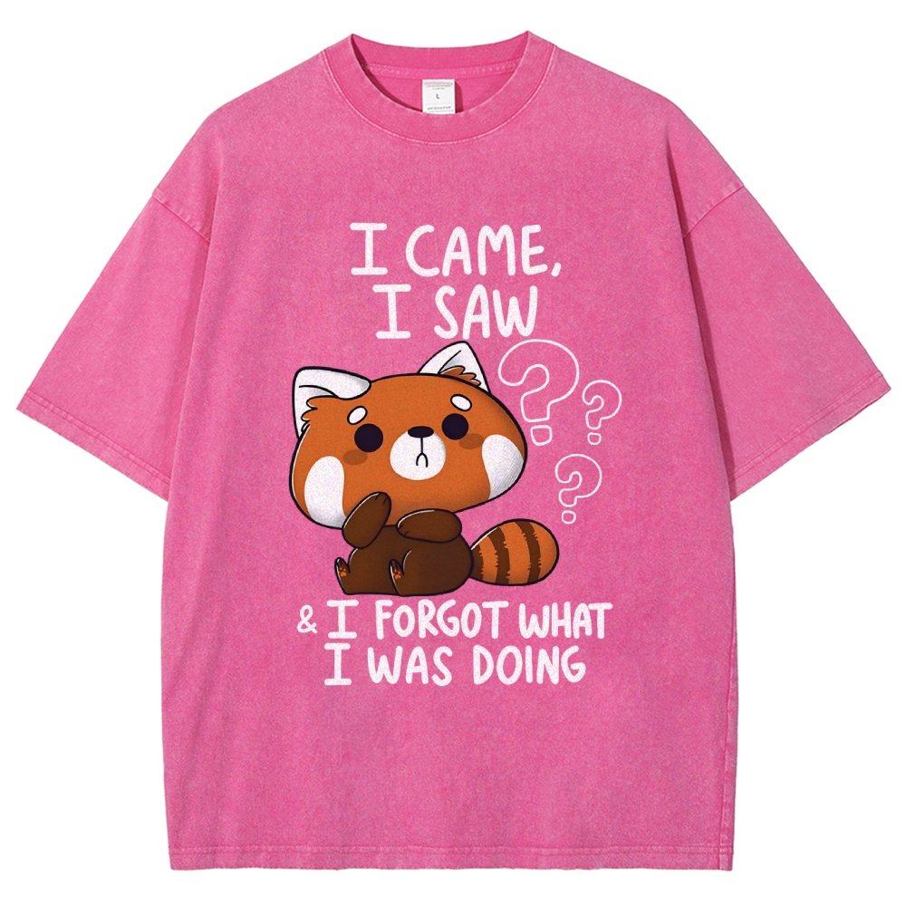 I Came I Saw I Forgot What I Was Doing Forgetful Red Panda Vintage Distressed T-shirt