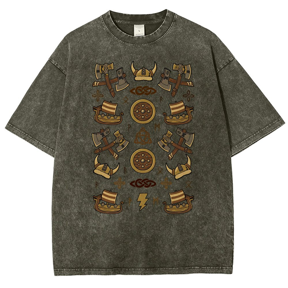 Fantasy Vikings Vintage Distressed T-shirt