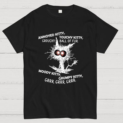 Annoyed Kitty Touchy Kitty Grouchy Ball Funny Geeky T-Shirt